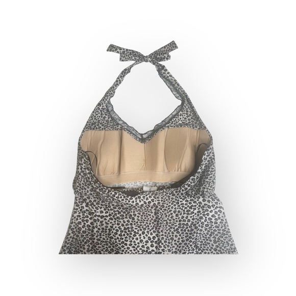 new Papillon Blanc 🝮 Bustier Halter Top 🝮 Eyelash Lace Trim 🝮 Leopard 🝮 L - Picture 6 of 16